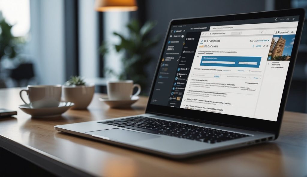 B2B email marketing being done on a company laptop