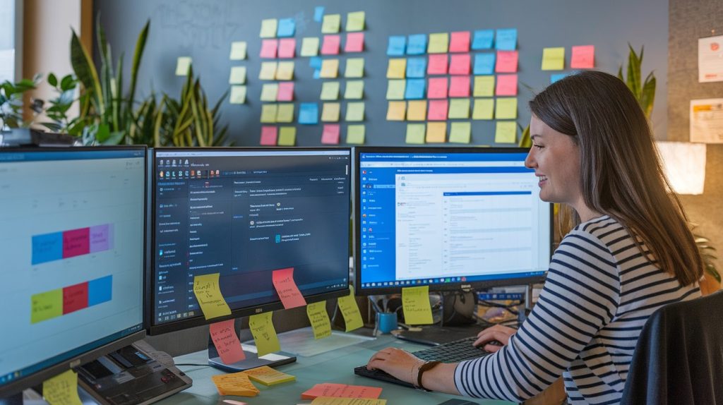 A marketing automation specialist working at her computer