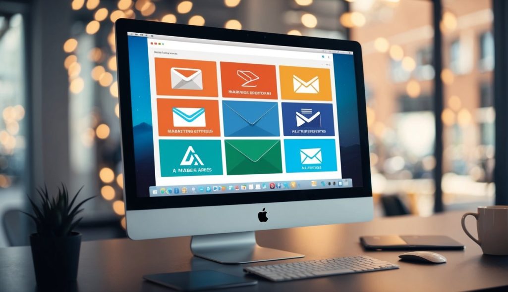 A computer screen displaying an email inbox with various marketing emails from affiliate partners