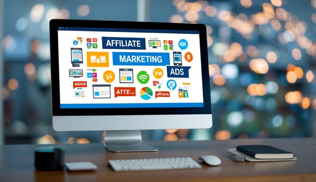 A computer screen displaying various clickable affiliate marketing ads