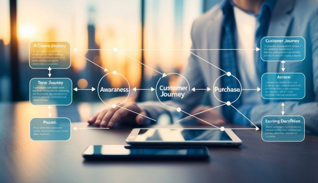 A customer journey from awareness to purchase through a series of online interactions and decision-making stages