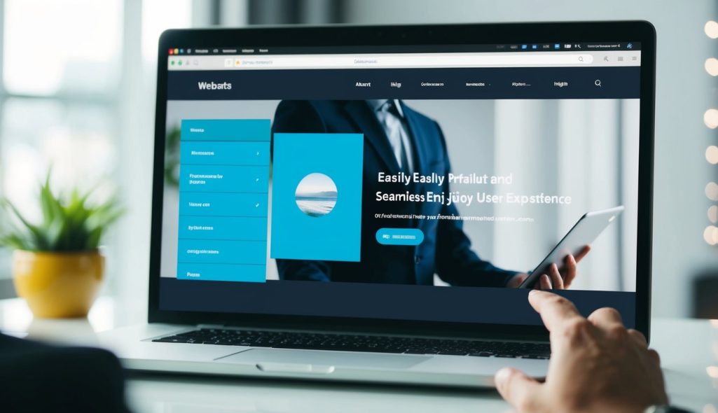 A person easily navigating a website with intuitive menus and clear visuals, leading to a seamless and enjoyable user experience