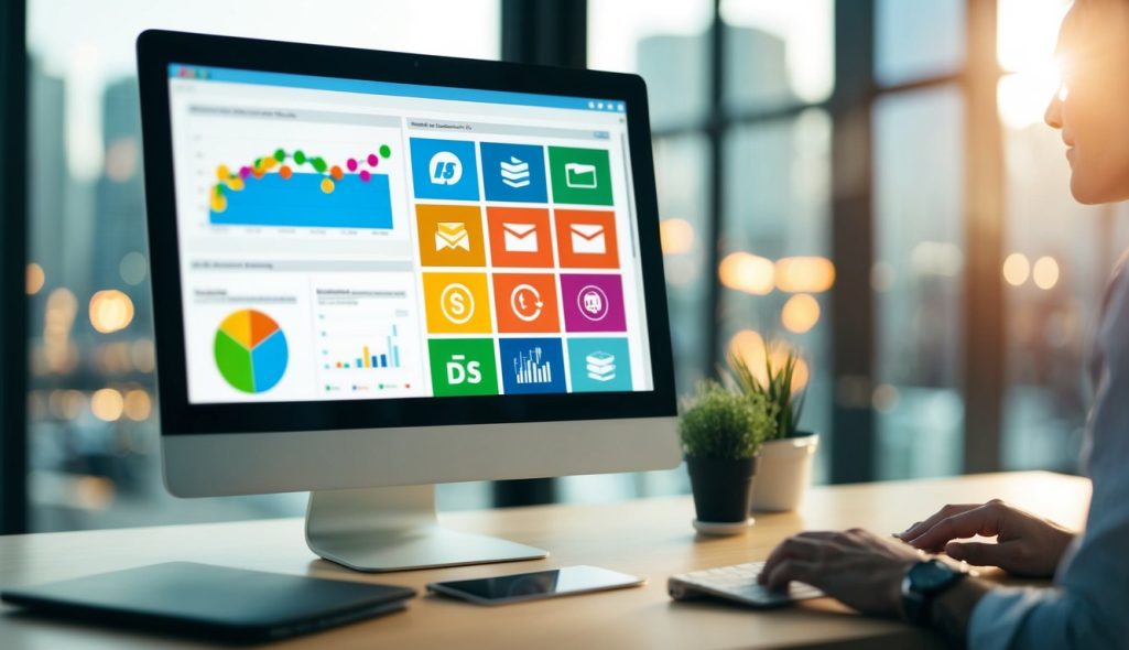 A computer screen displaying various pay per click advertising platforms with colorful logos and charts