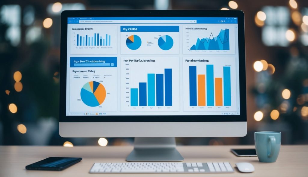A computer screen displaying various data and graphs related to pay-per-click advertising