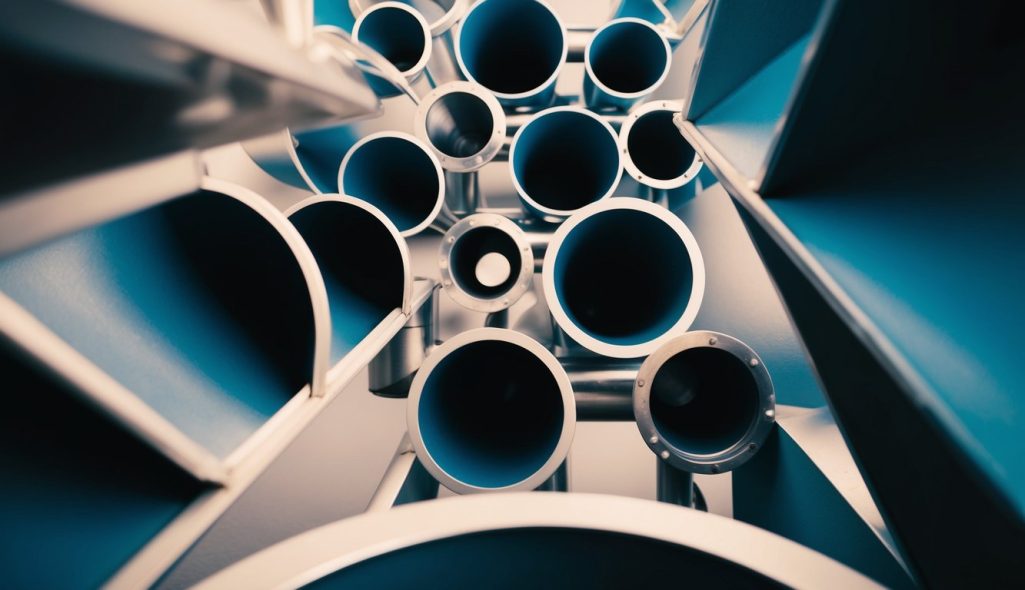 A series of interconnected funnels in various sizes and shapes, leading from wide openings to narrow exits