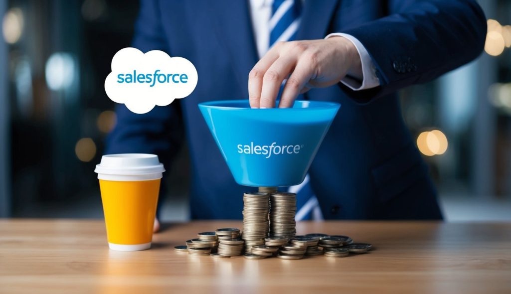 A funnel pouring data into a Salesforce platform