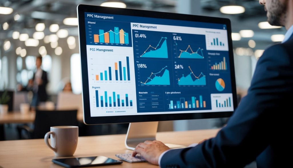 A computer screen displaying various graphs and data related to PPC management