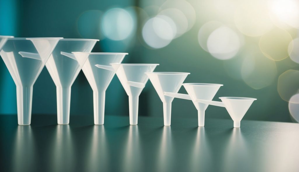 A series of interconnected funnels narrowing down to a single point, representing the stages of pricing selection