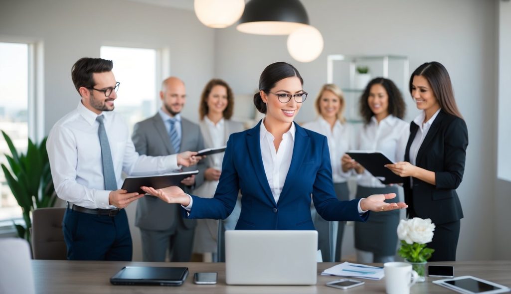 A realtor guiding clients through a series of steps, from initial contact to closing, with various marketing and sales tactics